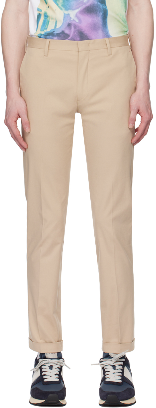 Paul Smith Slim-fit Cotton-blend Twill Trousers In Neutrals