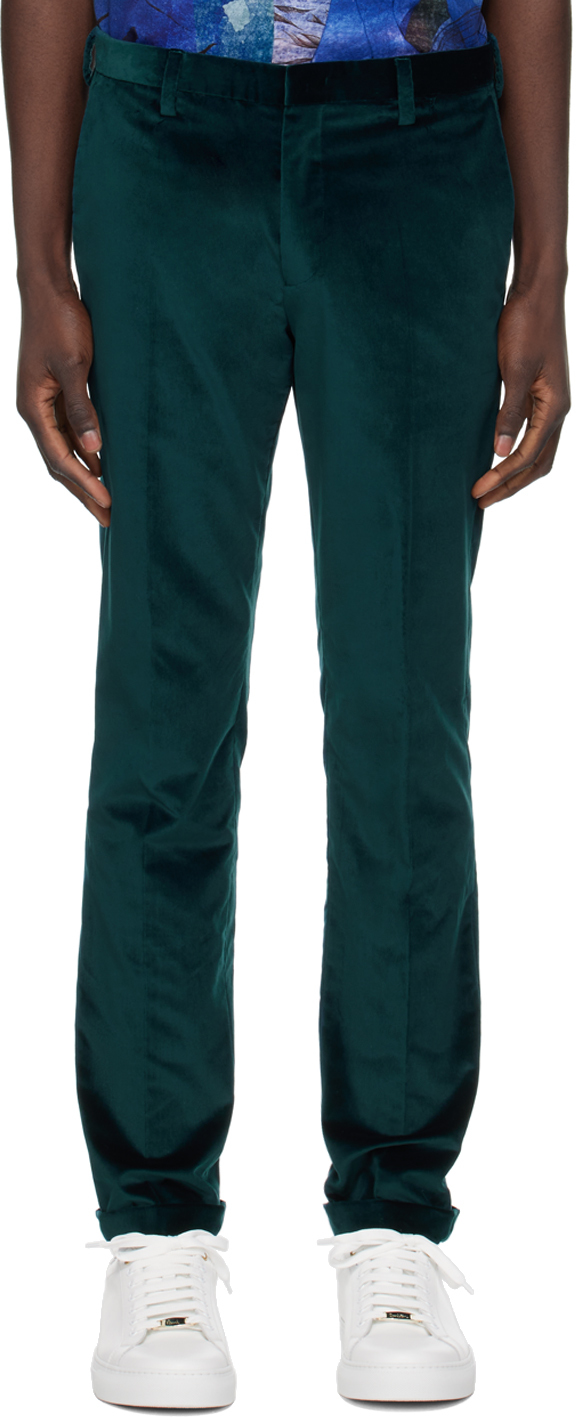 Shop Paul Smith Green Creased Trousers In 37 Greens