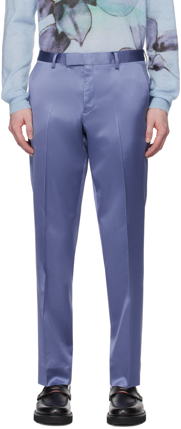 Shop Paul Smith Blue Straight-leg Trousers In 40 Blues