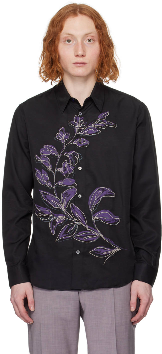 Shop Paul Smith Black Embroidered Shirt In 79 Blacks
