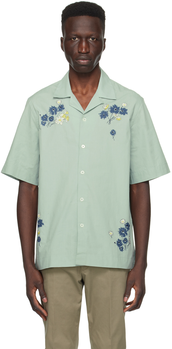 Shop Paul Smith Green Embroidered Shirt In 33 Greens
