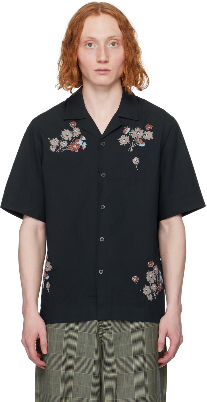 Shop Paul Smith Navy Embroidered Shirt In 49a Blues