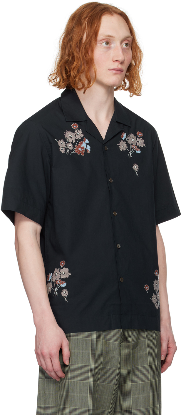 Paul Smith Embroidered Bouquets Shirt In 49a Blues