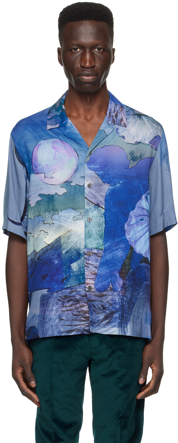 Blue Graphic Shirt by Paul Smith on Sale