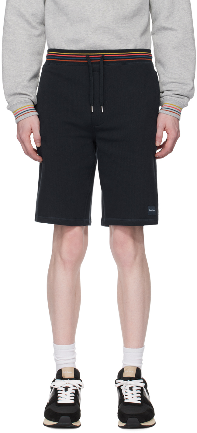 Navy Artist Stripe Shorts by Paul Smith on Sale