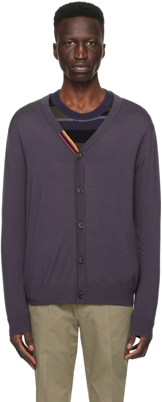 Shop Paul Smith Navy Striped Cardigan In 48a Blues
