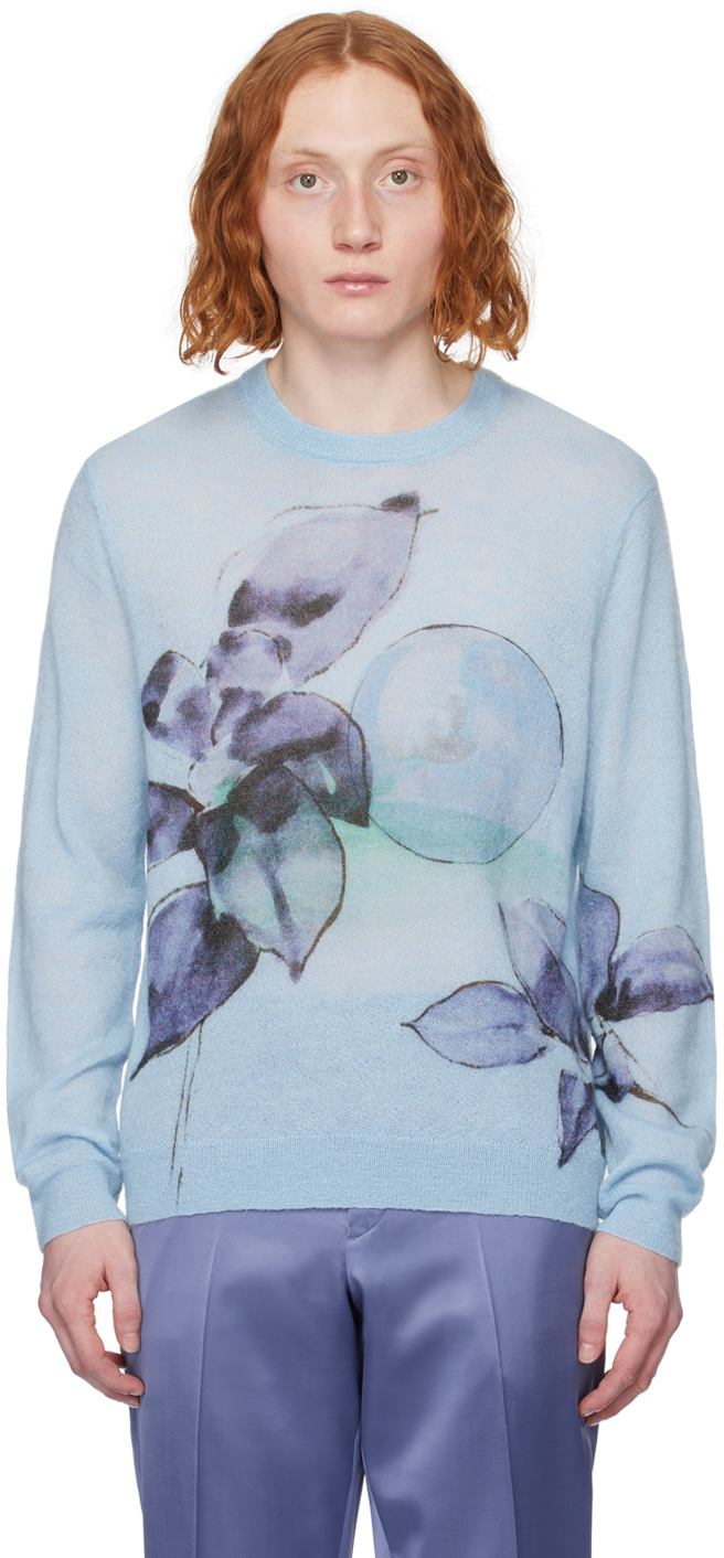 Shop Paul Smith Blue Printed Sweater In 40 Blues