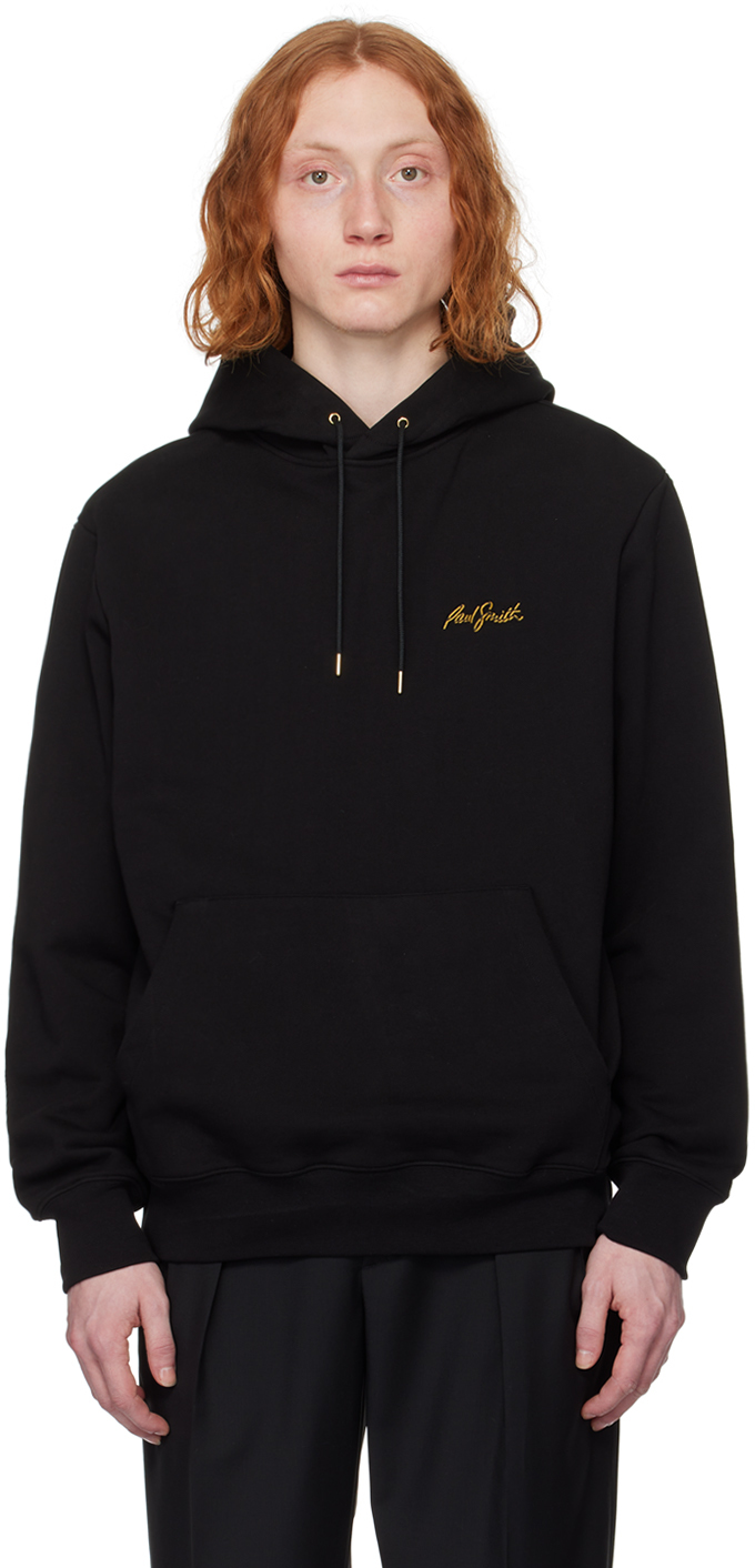 Shop Paul Smith Black Embroidered Hoodie In 79 Black