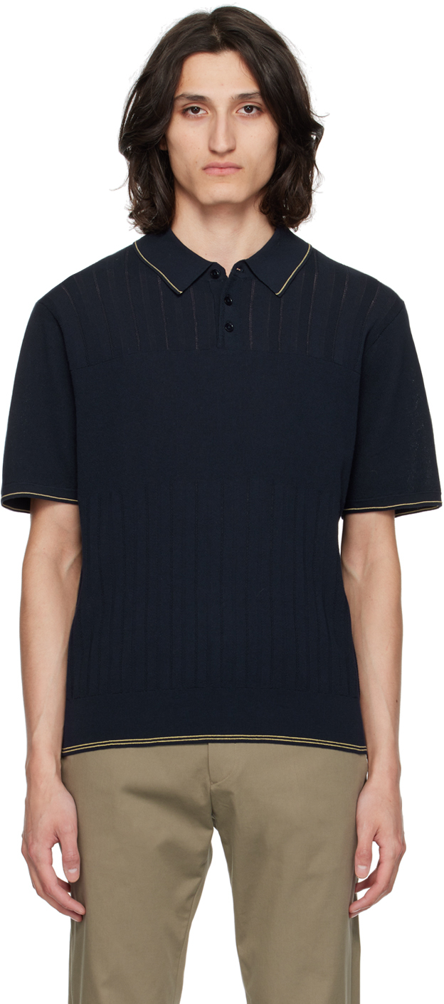 Paul Smith Navy Striped Polo In 49 Blues
