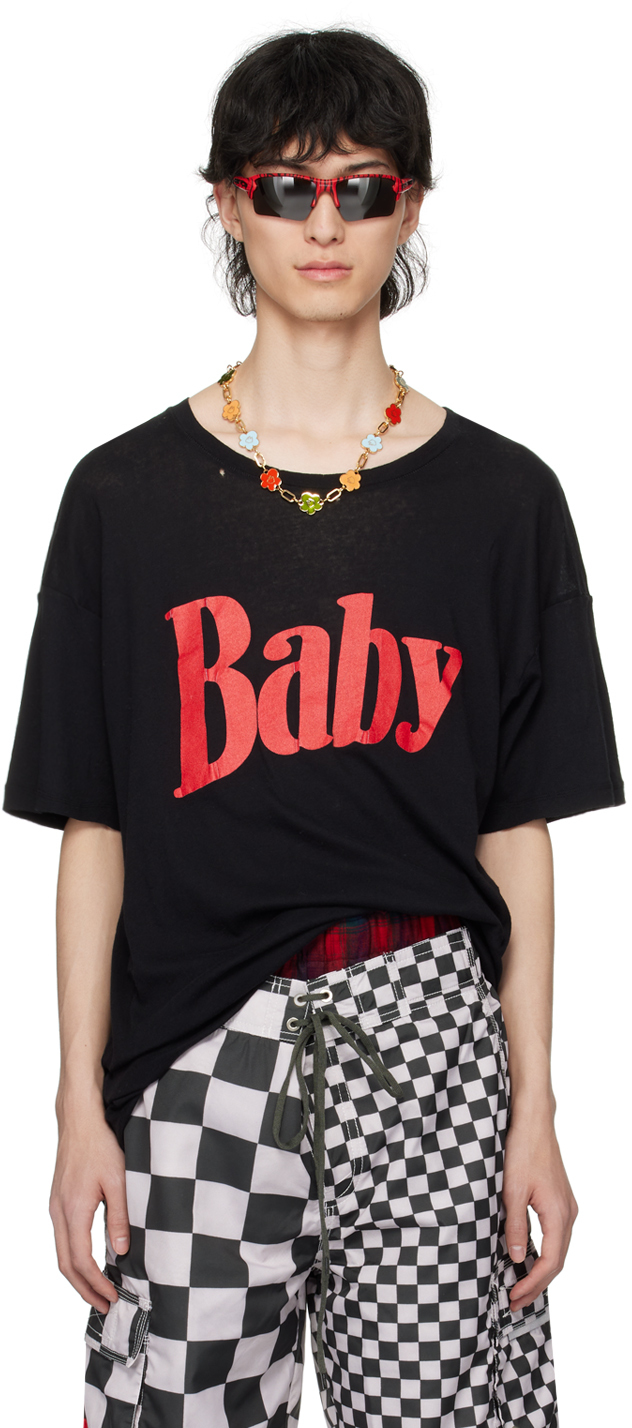 Shop Erl Black 'baby' T-shirt In Faded Black