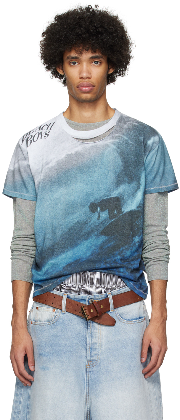 Shop Erl Blue & Gray Beach Boys T-shirt