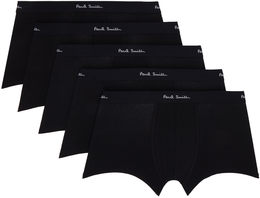 Five-Pack Black Logo Boxer Briefs