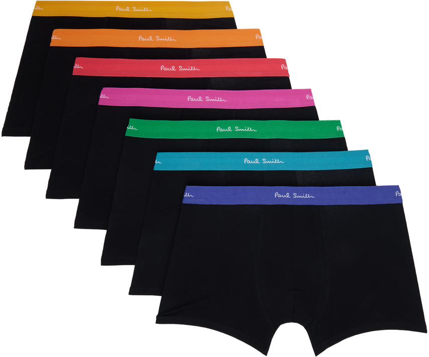 Seven-Pack Black Boxers by Paul Smith on Sale