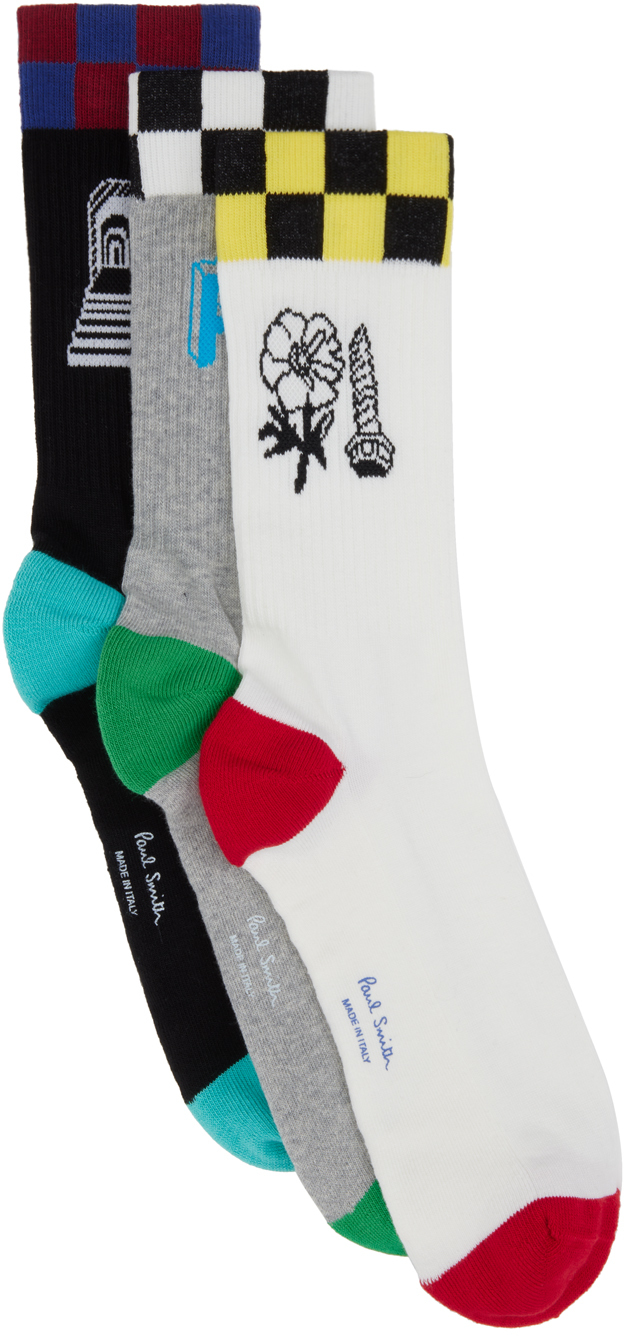 Shop Paul Smith Three-pack Multicolor Socks In 1a Multicolour