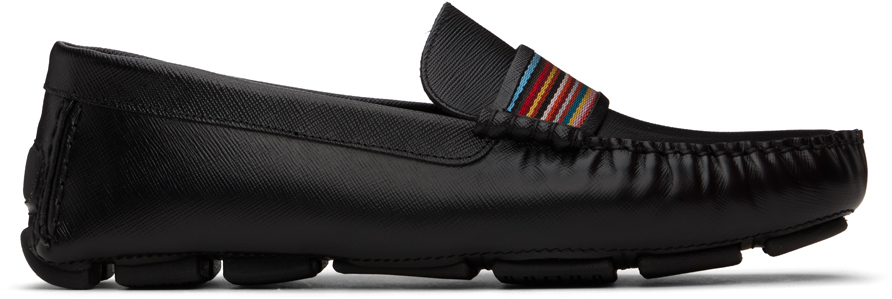 Black Colima Leather Loafers