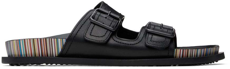 Black Leather Mesra Sandals