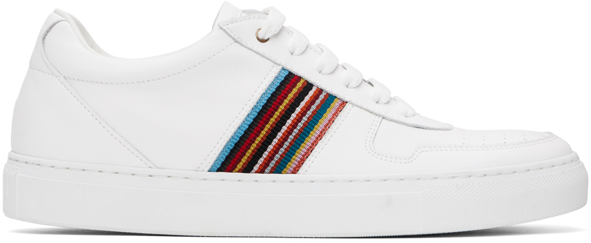 Shop Paul Smith White Leather Fermi Sneakers In 01 Whites