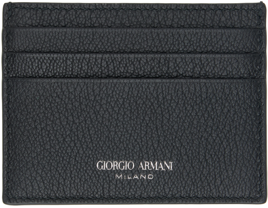 Shop Giorgio Armani Black Stamp Card Holder In 80001 Nero - Black