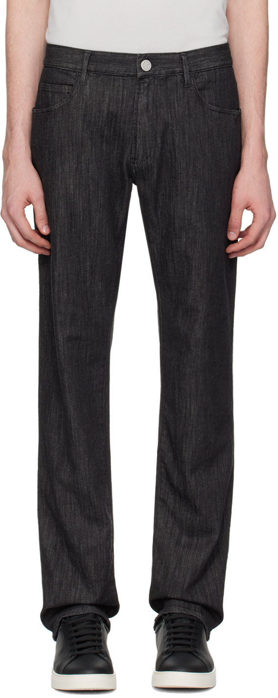 Shop Giorgio Armani Black Five-pocket Jeans In Uc99 Nero