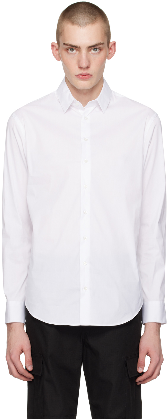 Shop Giorgio Armani White Slim Shirt In U0bn Brilliant White