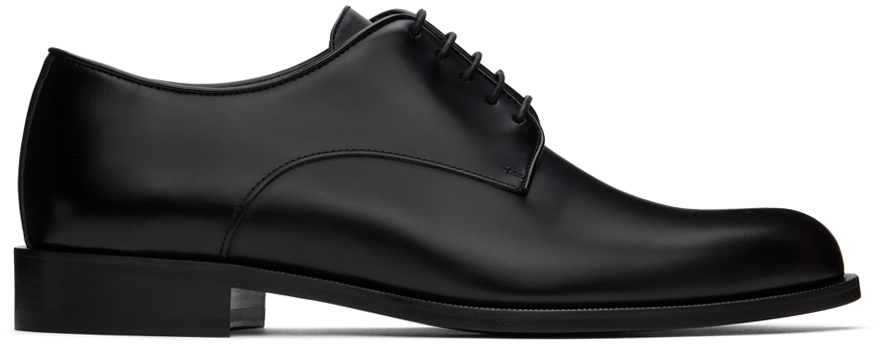 Shop Giorgio Armani Black Leather Derbys In 2 Nero