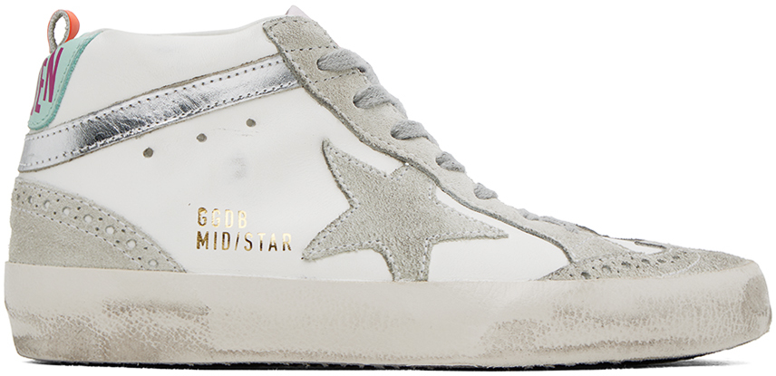 Golden Goose SSENSE Exclusive White & Gray Mid Star Sneakers