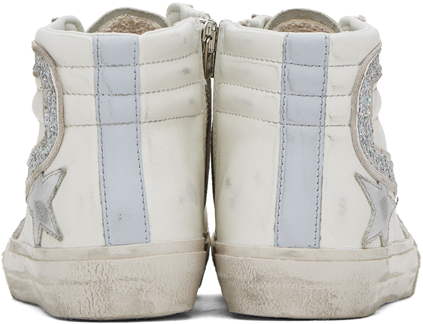 Golden Goose Ssense Exclusive White Slide Sneakers In Iridisent Glitter