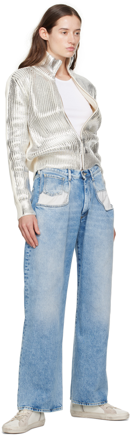 Golden Goose Ssense Exclusive White Slide Sneakers In Iridisent Glitter