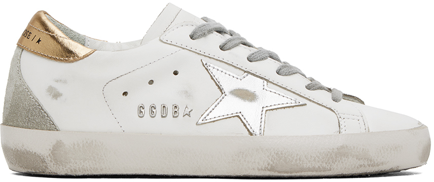 Golden Goose Ssense Exclusive White Super-star Trainers In Gold