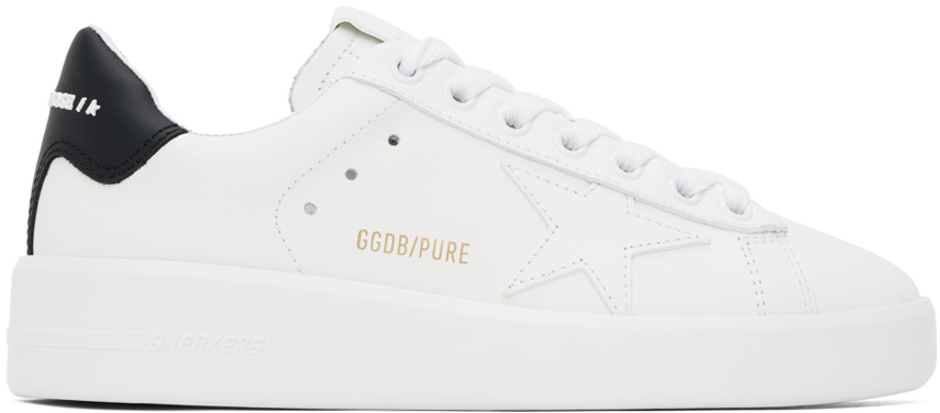 Shop Golden Goose White & Black Purestar Sneakers In 10283 White/black