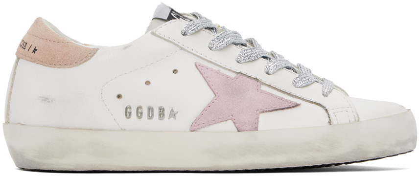 Golden Goose White & Pink Super-star Sneakers In 11691 Optic White/p