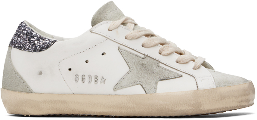 Shop Golden Goose White & Gray Super-star Sneakers In 11166 White/ice/grey