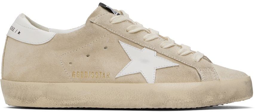 Shop Golden Goose Beige Super-star Sneakers In 15544 Pearl/white