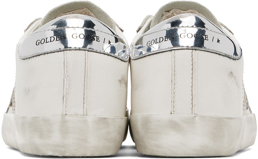 Golden Goose White & Silver Super-star Sneakers In 10268 White/silver