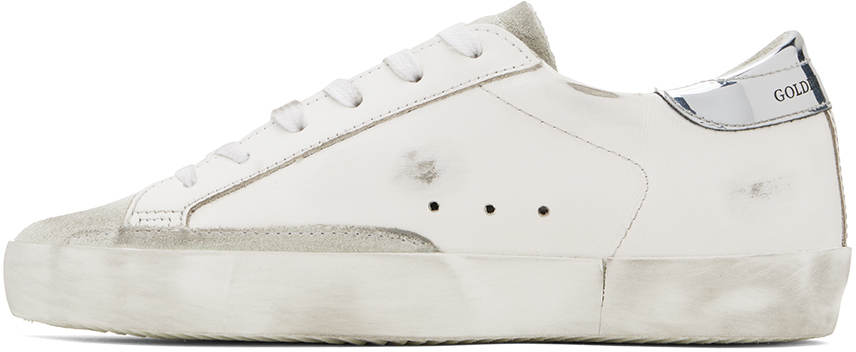 Golden Goose White & Silver Super-star Sneakers In 10268 White/silver