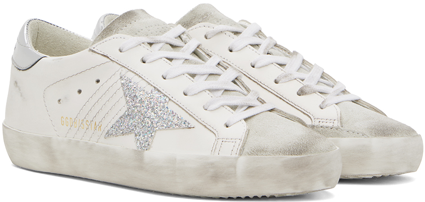 Golden Goose White & Silver Super-star Sneakers In 10268 White/silver