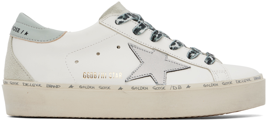 Shop Golden Goose White Hi Star Sneakers In 82534 White/gray