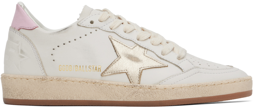 Shop Golden Goose White & Pink Ball Star Sneakers In 11719 White/pink