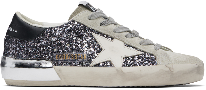 Shop Golden Goose Gray Super-star Sneakers In 90432 Antracite/blac