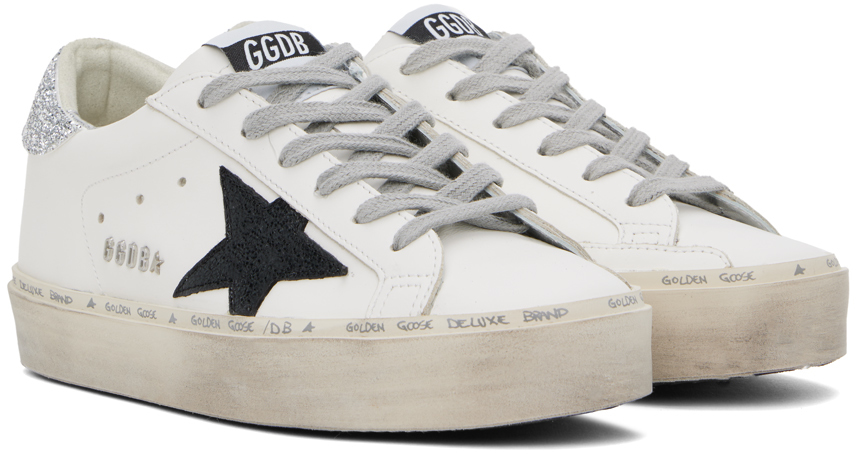 Golden Goose White Hi Star Sneakers In 10238 White/black