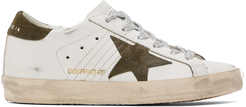 Golden Goose: SSENSE Exclusive White & Green Super-Star Sneakers | SSENSE