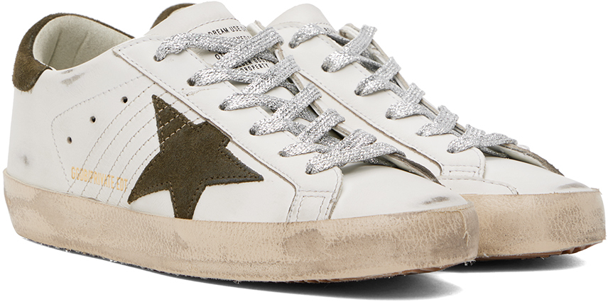 Golden Goose Ssense Exclusive White & Green Super-star Sneakers In Opt White/olive Nig
