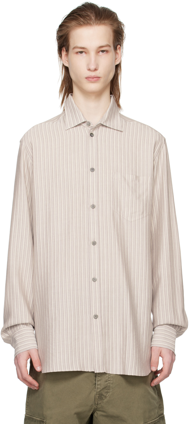 Shop Golden Goose Purple & Gray Stripe Shirt In 60478 Moonbeam/ Purp