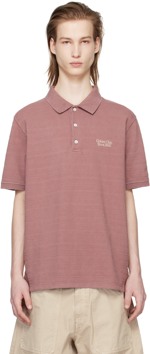 Shop Golden Goose Pink Embroidered Polo In Rose Taupe