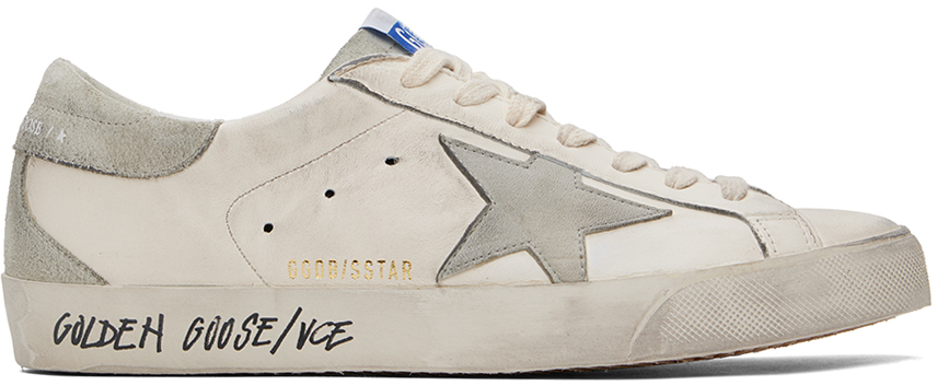 White & Gray Super-Star Suede Sneakers