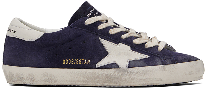 Navy & White Super-Star Suede Sneakers