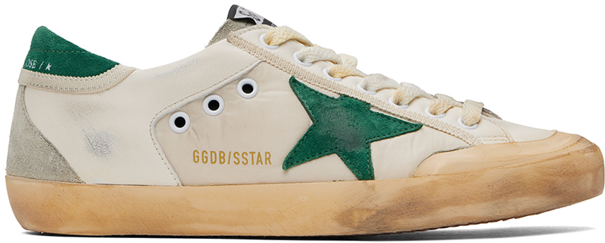 Off-White & Green Super-Star Sneakers