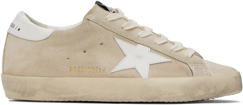 Shop Golden Goose Beige Super-star Sneakers In 15544 Seedpearl/whit