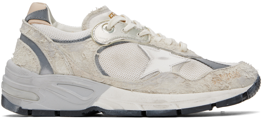 Shop Golden Goose Off-white & Gray Dad-star Sneakers In 80185 White/silver