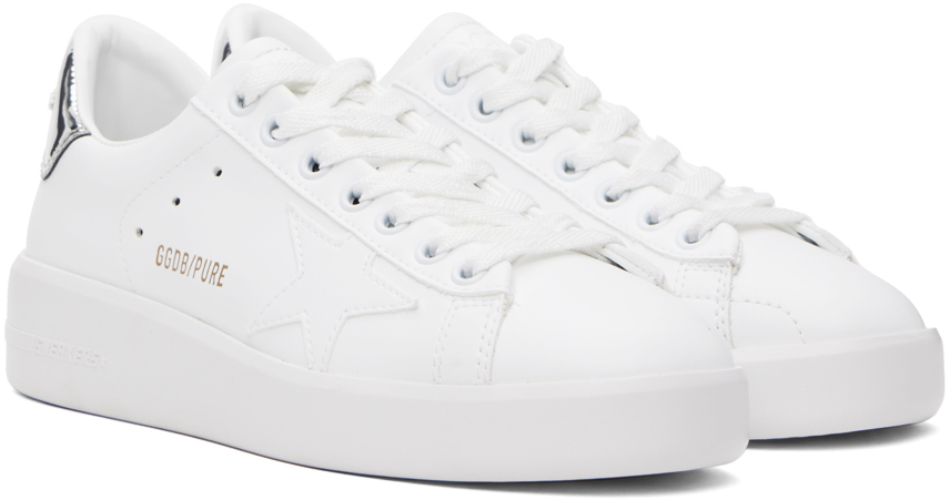 Golden Goose Mens Silver Com Pure Star Bio Logo-print Faux-leather Low-top Trainers In 80185 White/silver